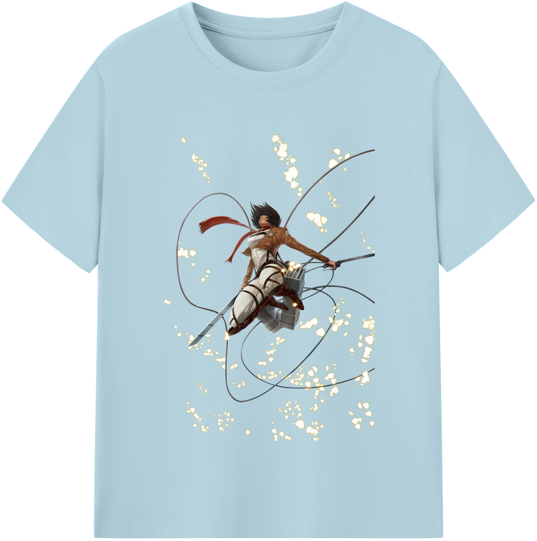 （画像用） 進撃の巨人 ミカサ·アッカーマン Attack on Titan Mikasa Ackerman 綿100％半袖Tシャツ（フロントプリント）